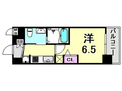 エステムコート神戸ハーバーランド前Vアクア(1K/5階)の間取り写真