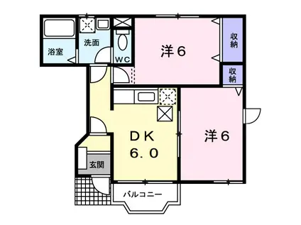 サンプラスII(2DK/1階)の間取り写真