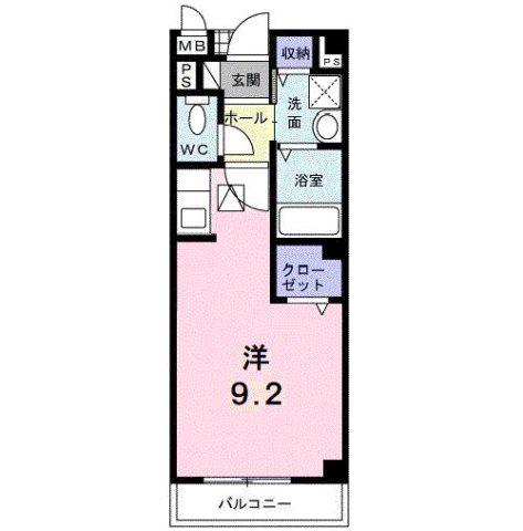 フローラB(ワンルーム/1階)の間取り写真