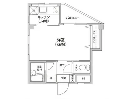 アルモニカ伊勢(1K/2階)の間取り写真