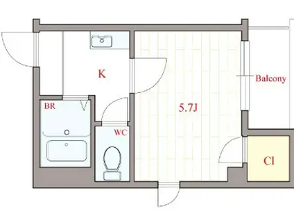ノールプレール新町(1K/7階)の間取り写真