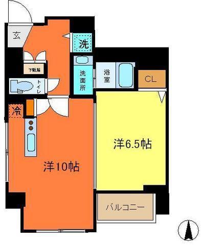 HF東中野レジデンス(1LDK/8階)の間取り写真