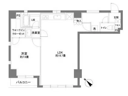 カスタリアお茶の水(1LDK/2階)の間取り写真