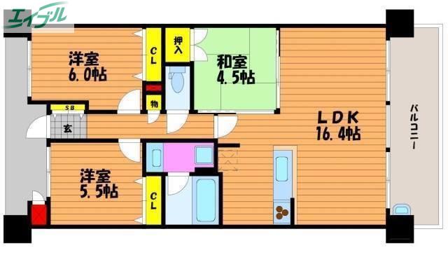 アウルステージ西市(3LDK/11階)の間取り写真
