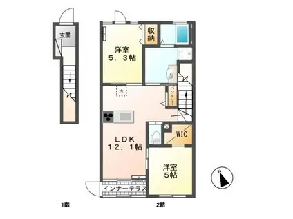 ドリームII(2LDK/2階)の間取り写真