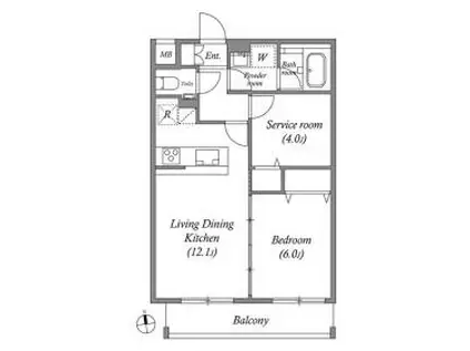 オーパスホームズ武蔵小金井(2LDK/1階)の間取り写真