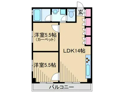 フィオーレ・チノ(2LDK/2階)の間取り写真