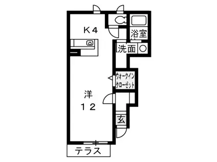 エターナルヒルII(1K/1階)の間取り写真