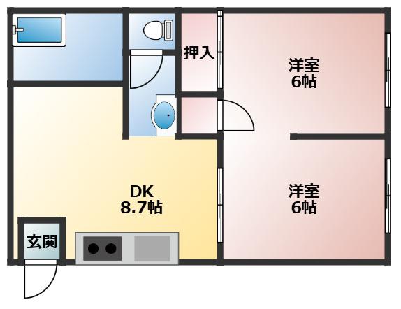 ドミール久里浜(1DK/1階)の間取り写真