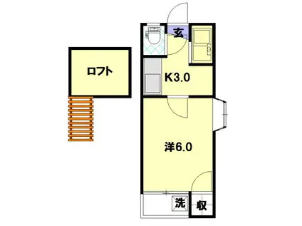クイーンパレス坂本(1K/1階)の間取り写真