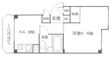 ニチエーイン日野(1K/1階)の間取り写真