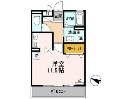 ジュネス(ワンルーム/2階)の間取り写真