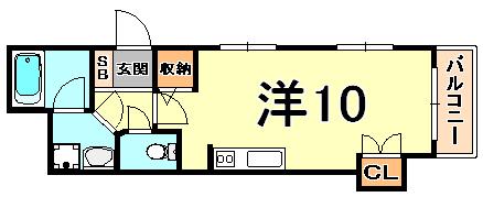 トリン岡本(ワンルーム/1階)の間取り写真