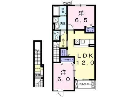 グランドルーチェ(2LDK/2階)の間取り写真
