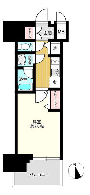 ソルテラス OSAKA イースト GATE(1K/13階)の間取り写真