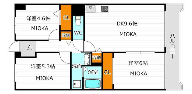 テクノコーポラス西田辺(3DK/2階)の間取り写真