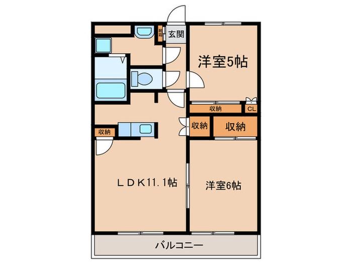 コンフォースいそがい(2LDK/2階)の間取り写真