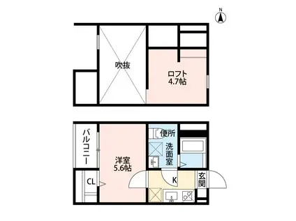 FELICE VITA(1K/2階)の間取り写真