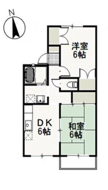 エスポワール国富B(2DK/2階)の間取り写真