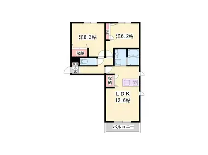 シャーメゾン茜(2LDK/3階)の間取り写真