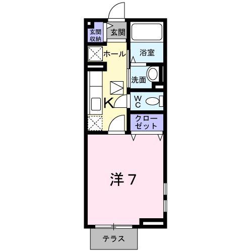 ブルーノート(1K/1階)の間取り写真