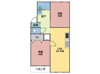 HILLS観音寺 ウエスト(2LDK/3階)の間取り写真