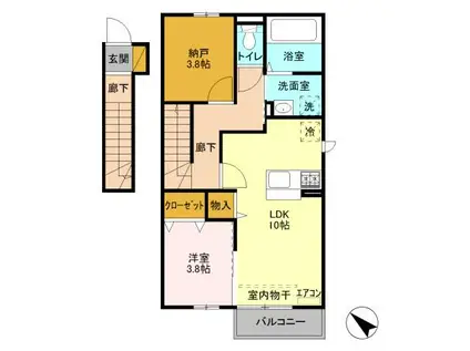 京成松戸線 鎌ケ谷大仏駅 徒歩6分 2階建 築11年(1SLDK/2階)の間取り写真