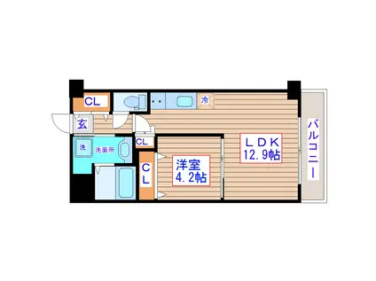 アークデュオ仙台宮町(1LDK/2階)の間取り写真