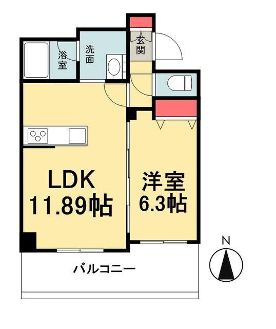 レクシード両国駅前(1LDK/6階)の間取り写真