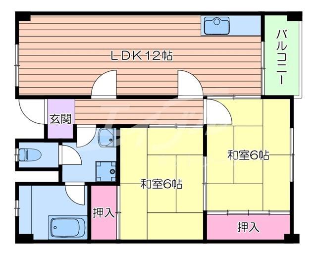 第3清涼マンション(2LDK/2階)の間取り写真
