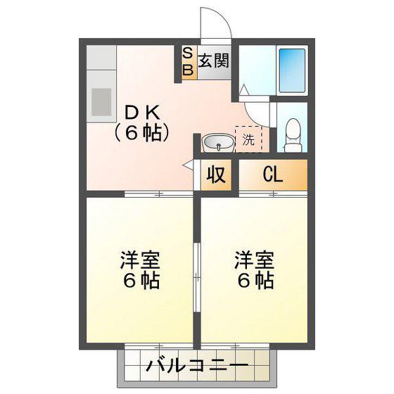 サンシティ杉の本II(2DK/1階)の間取り写真