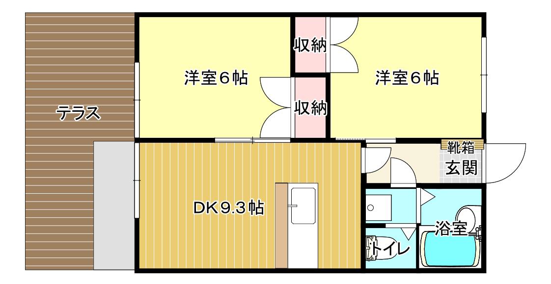 クオレ西郷A(2DK/1階)の間取り写真