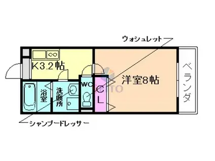 KTIレジデンス蛍池II(1K/1階)の間取り写真