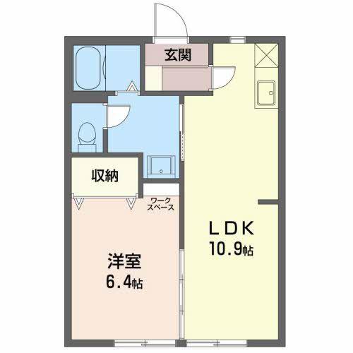 グリーンステージしんさかえ A(1LDK/1階)の間取り写真