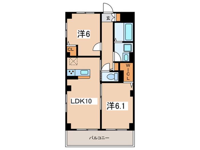 フィレ・デ・フルール(2LDK/1階)の間取り写真