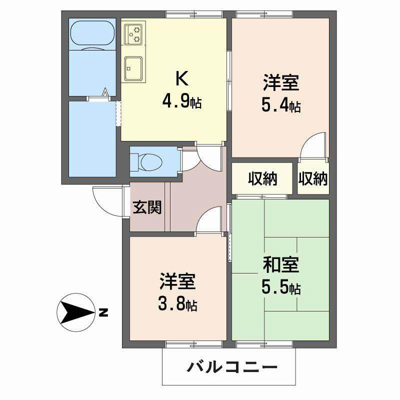 パストラル(3K/1階)の間取り写真