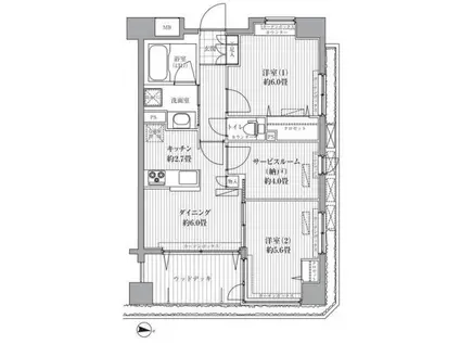 リベルタ港北(2SDK/3階)の間取り写真