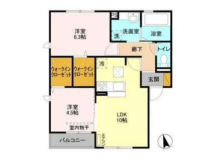 バリスサイト F(2LDK/1階)の間取り写真