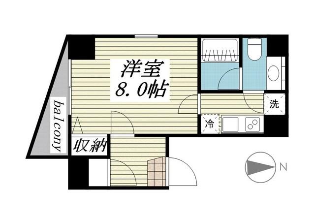 K・HIROO ケーヒロオ(1K/8階)の間取り写真