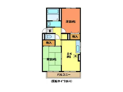 エスポワール松留第2(2LDK/1階)の間取り写真
