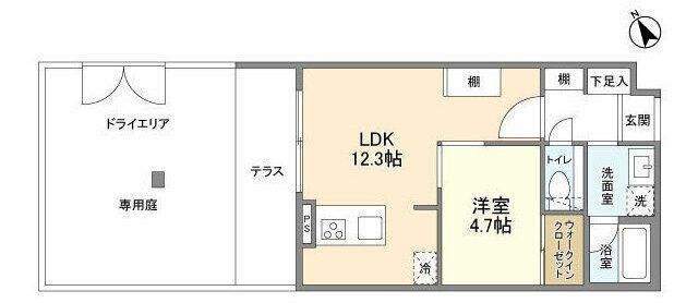 ACPレジデンス文京春日(1LDK/1階)の間取り写真