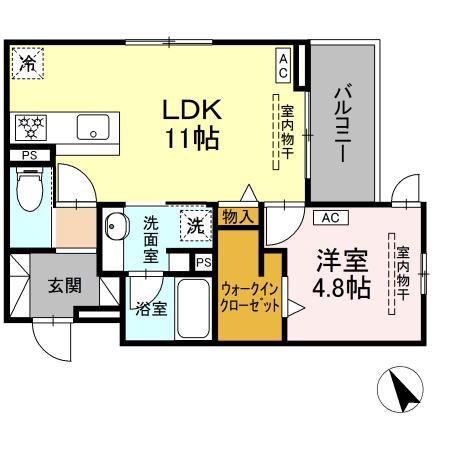 ル・カヴァリエ(1LDK/2階)の間取り写真
