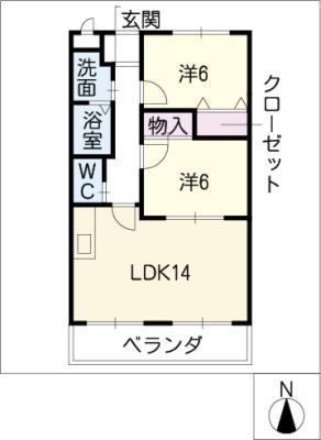 ハイツヤマオ(2LDK/1階)の間取り写真