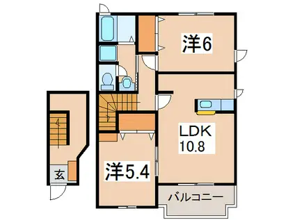 ヴィルヌーブ A(2LDK/2階)の間取り写真