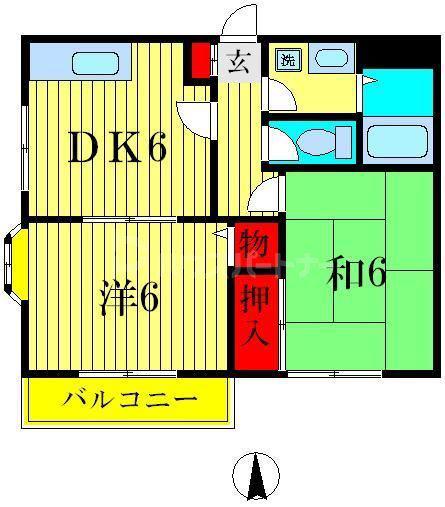 アルカディア EZ(2DK/2階)の間取り写真