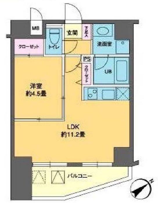 カスタリア北上野(1LDK/9階)の間取り写真