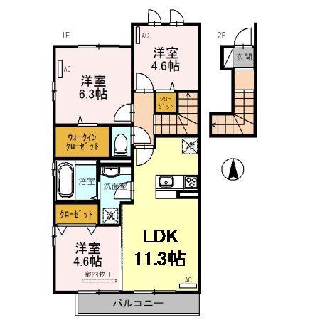 リヴェールメゾン(3LDK/2階)の間取り写真