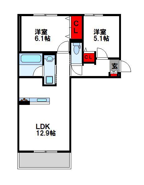 CHOUETTE(2LDK/1階)の間取り写真