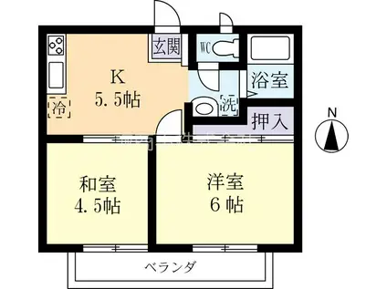 ナカネハイツB(2DK/1階)の間取り写真