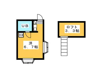 ワンズビレッヂ(ワンルーム/2階)の間取り写真